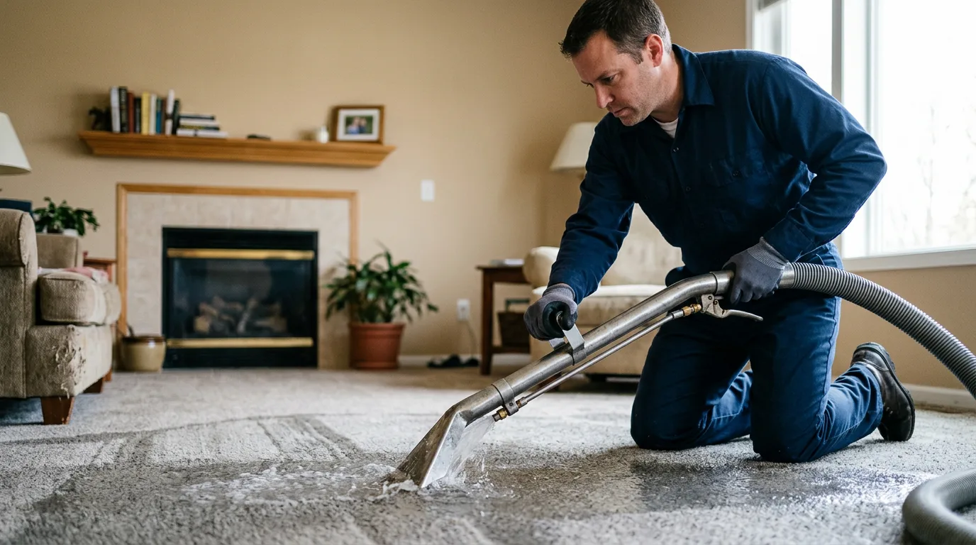 Water damage restoration technician working near Thaxton, VA